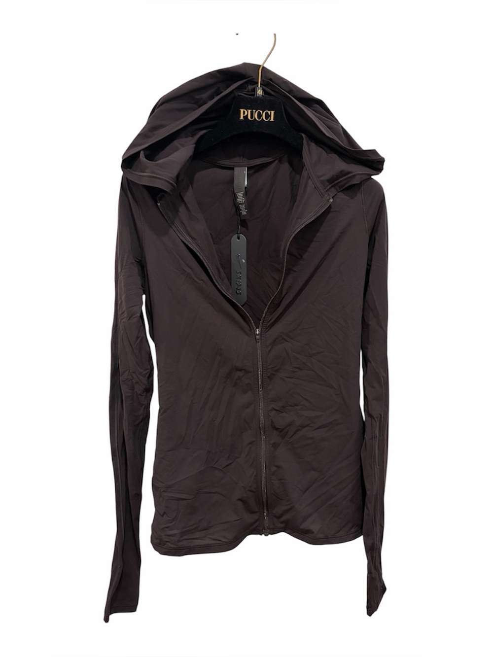NikeSKIMS NWT WEIGHTLESS LAYERS ZIP UP HOODIE DARK ROAST SZ XSMALL